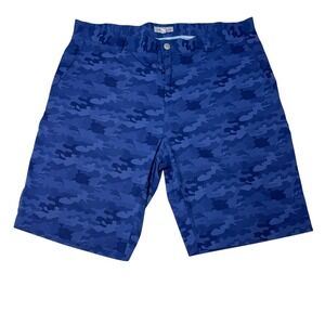 Peter Millar Men's Blue Camo Print Performance Golf Shorts Size 36